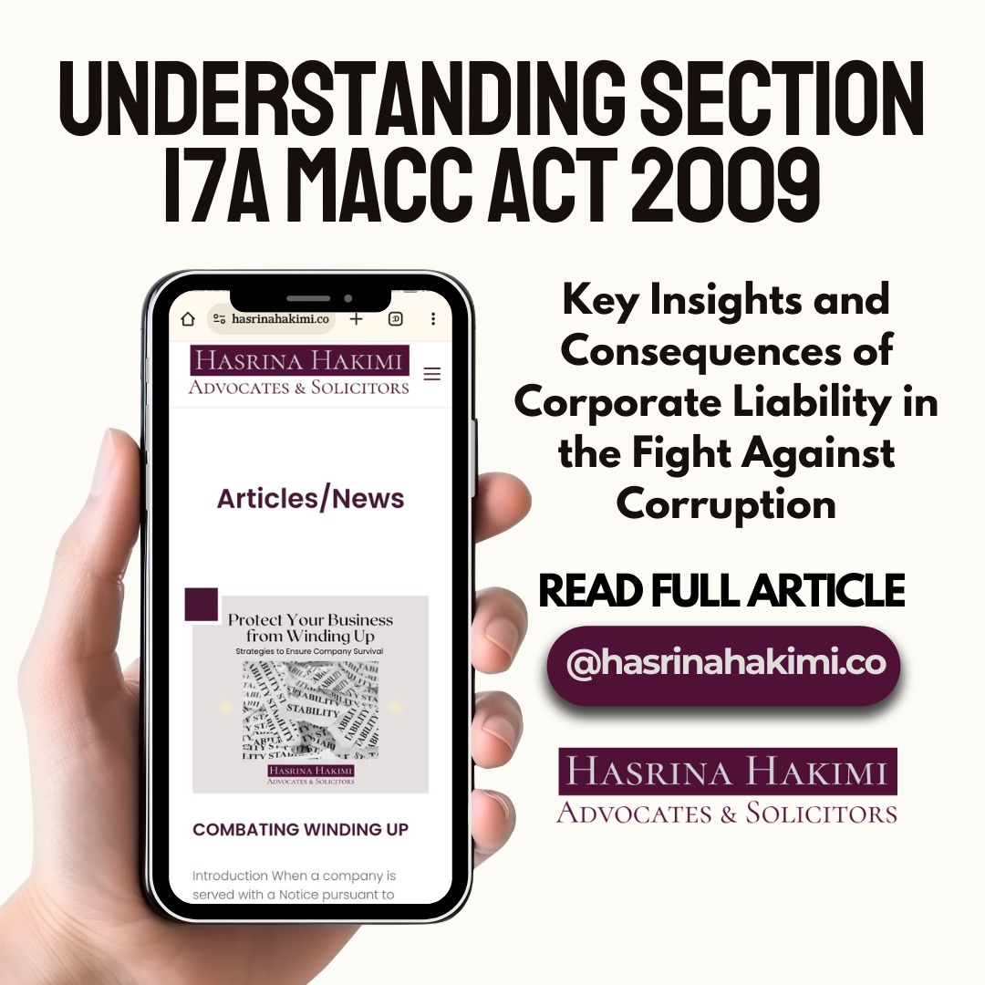 AN INTRODUCTION TO SECTION 17A MACC ACT 2009 – CORPORATE LIABILITY