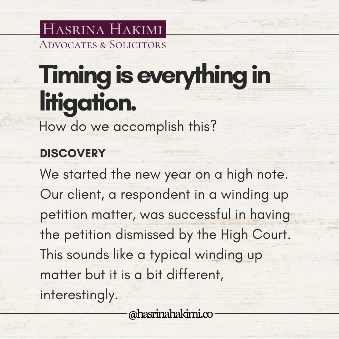 Timing is everything in litigation